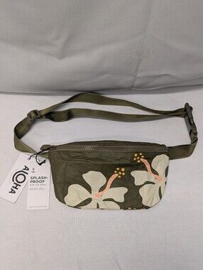 ALOHA Collection Mo'orea Olive Floral Splash-Proof Mini Hip Pack NWT